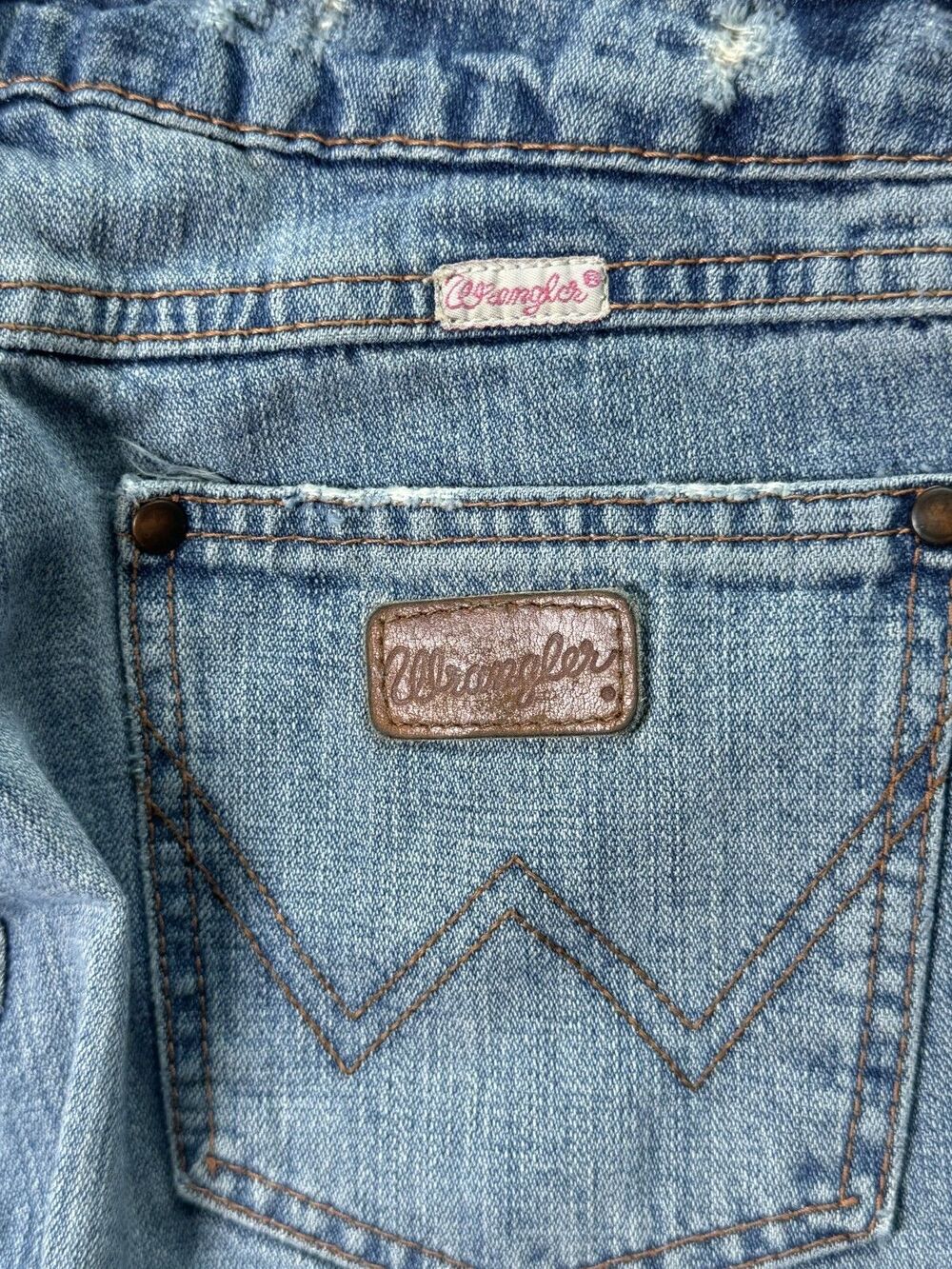 Wrangler Vintage Pink Label Bootcut Jeans Women 7/8x32 Med Wash 100% Cotton Y2K - Picture 8 of 12